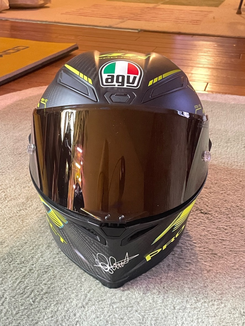 AGV Full-Face Motorcycle Helmet in Matte Black with Neon Yellow Accents